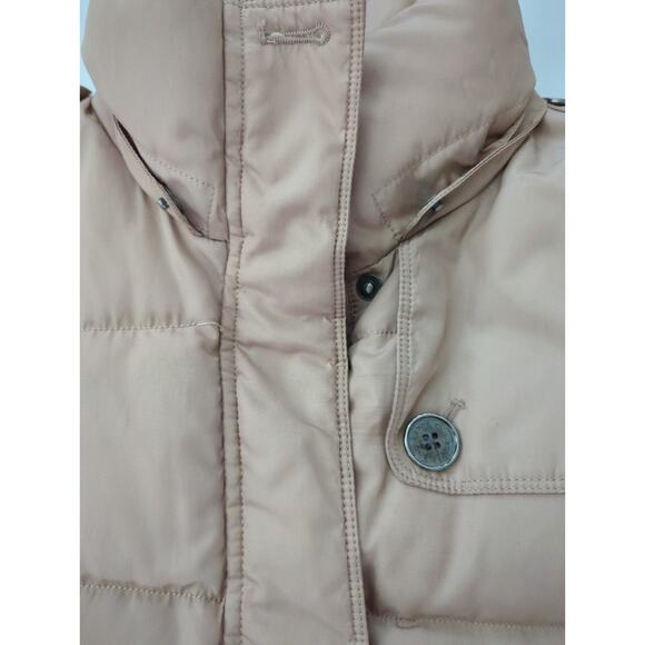 LANDS' END Down Puffer Coat Full Zip Side pockets Tan Car Coat Women's M (10-12) - Picture 8 of 9